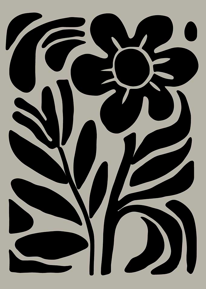 Black and Grey Floral Art