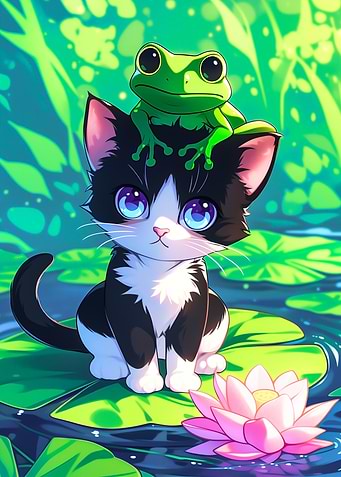 Cat and Frog Friends