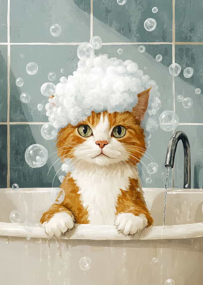 Cat in a Bubble Bath