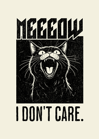 Meow I Don't Care Cat Vintage Introvert