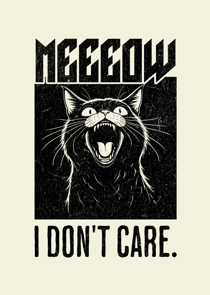 Meow I Don't Care Cat Vintage Introvert
