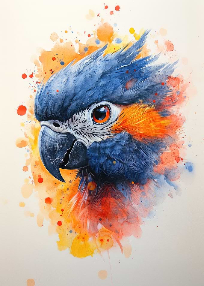 Watercolor Parrot Portrait