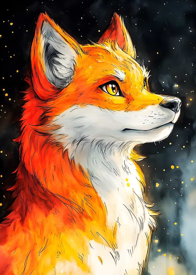 Shiba Inu Dog in the Night Sky
