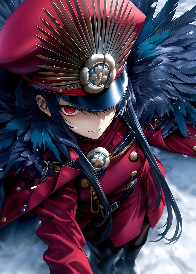 Anime Girl in Red Uniform Gaming