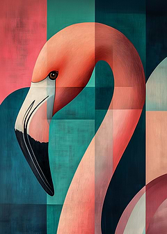 Pink Flamingo Abstract Art