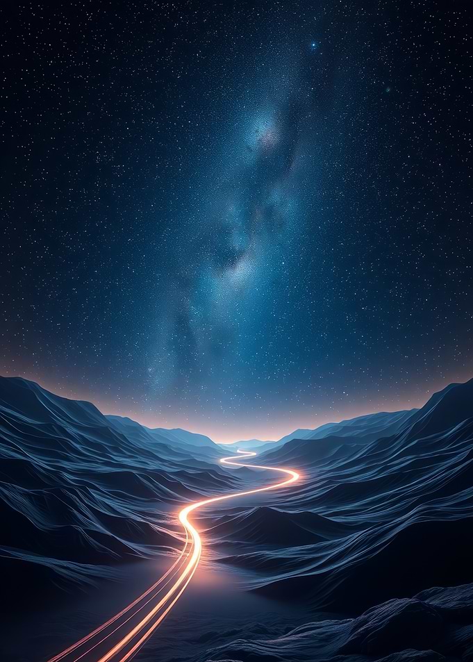 Night Road Under Milky Way