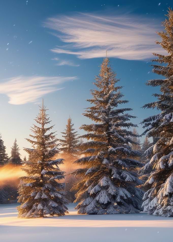 Snowy Forest Sunset