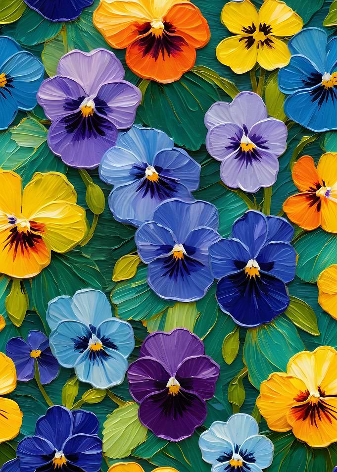 Colorful Pansy Painting