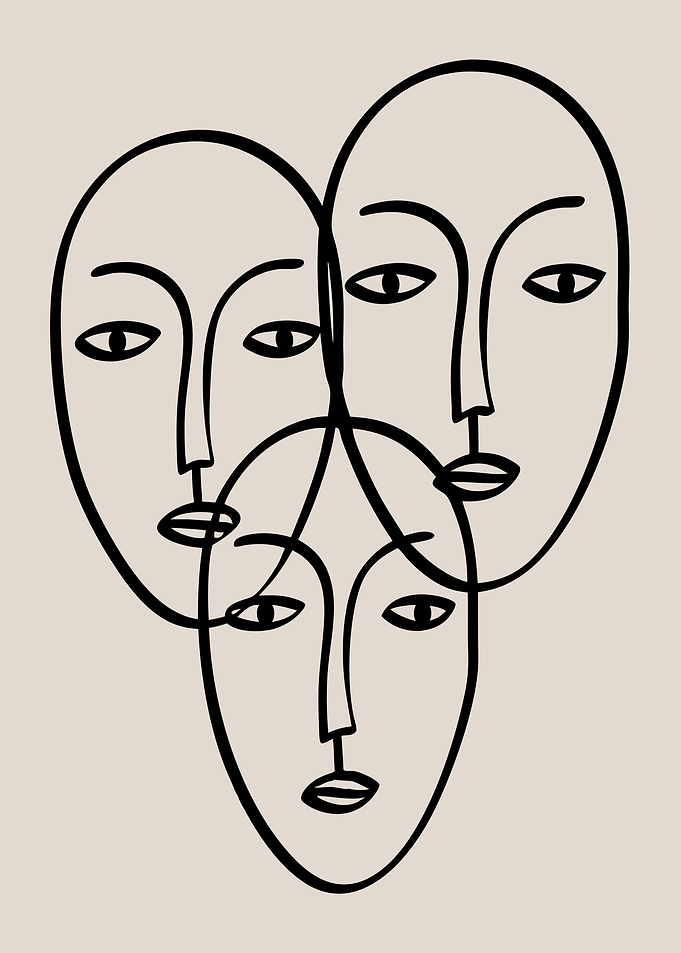 Minimalist Abstract Faces Line Art