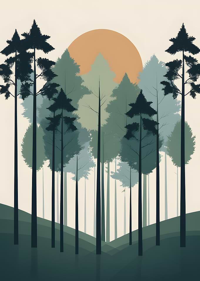 Forest Sunset Silhouette