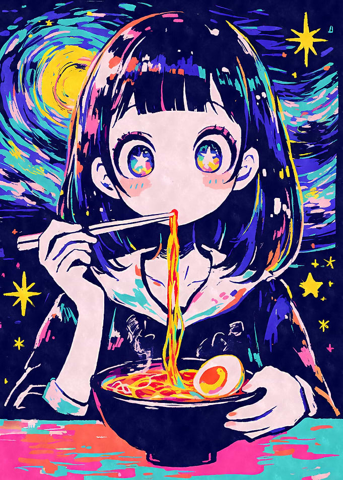 Starry Night ramen Girl