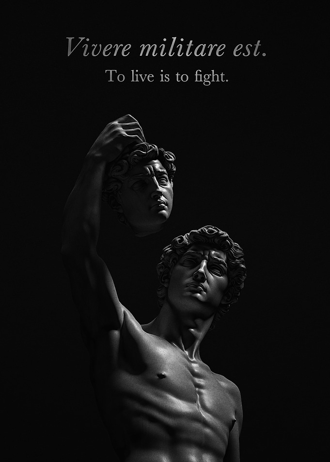 Statue Holding Head | Seneca Quote