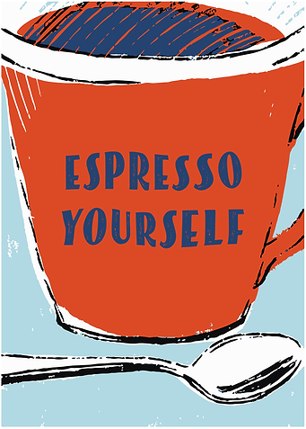 Quirky Colorful Morning Coffee Kitchen Art