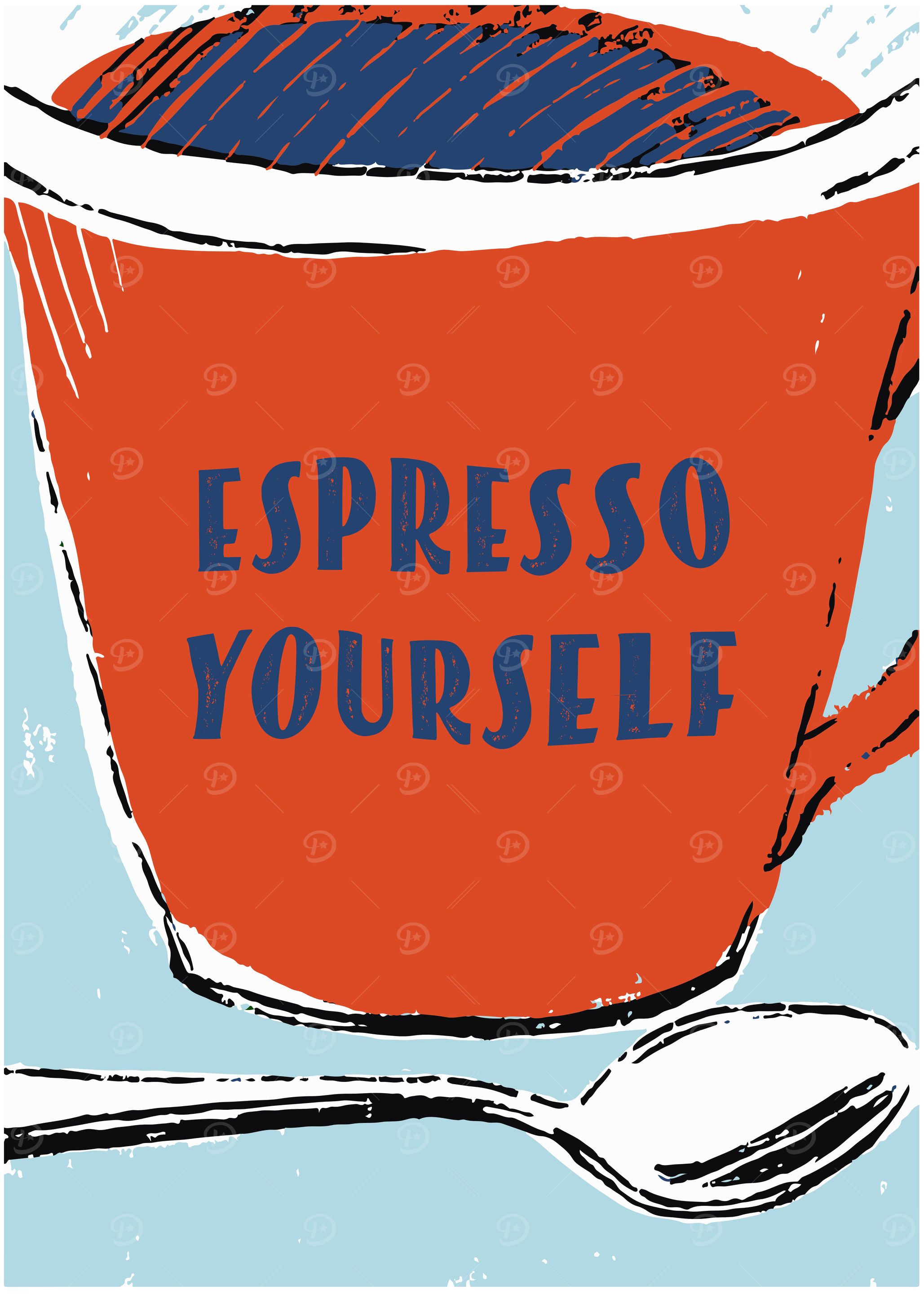 Quirky Colorful Morning Coffee Kitchen Art