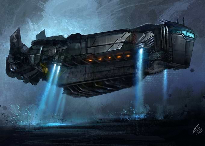 Futuristic Spaceship Landing