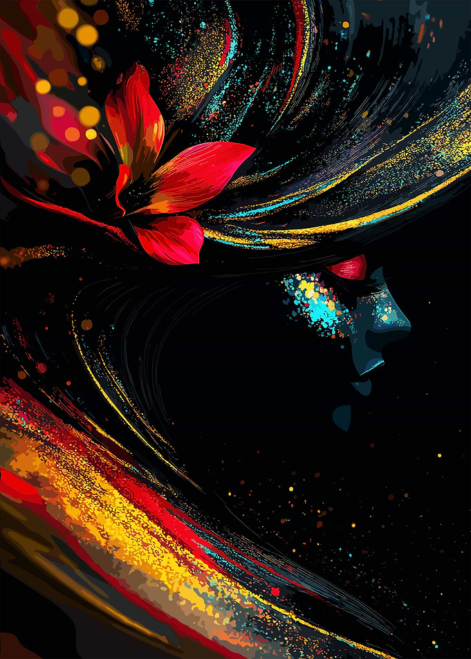 Abstract Woman with Flower