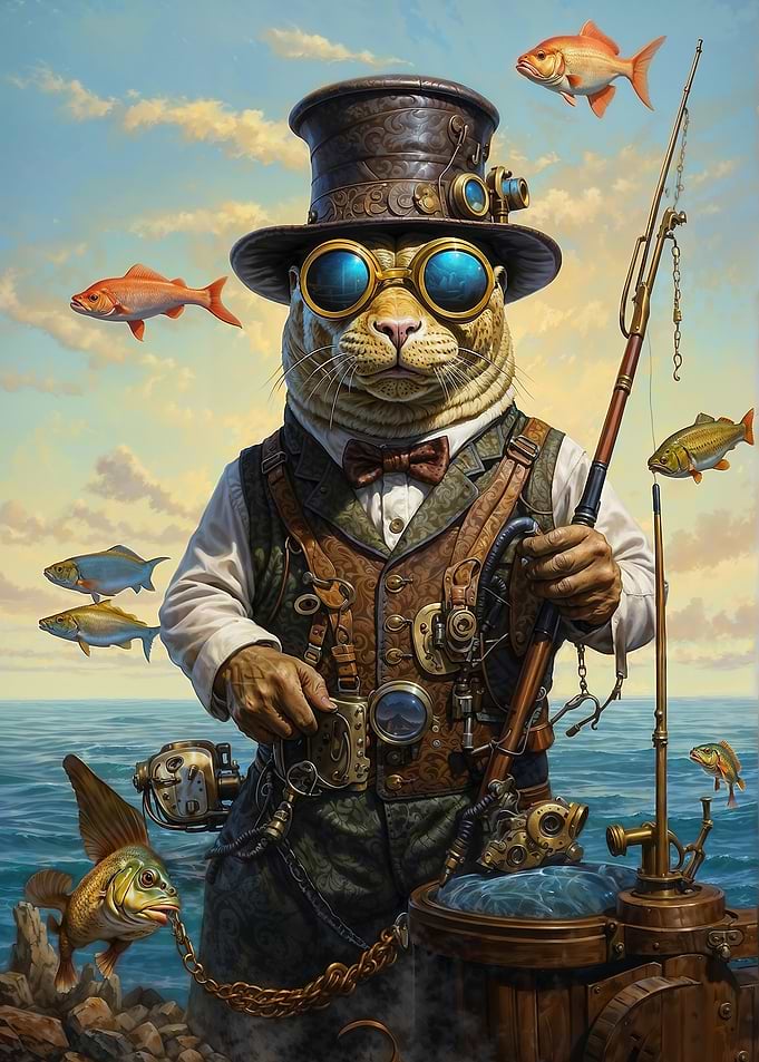 Steampunk Seal Fisherman