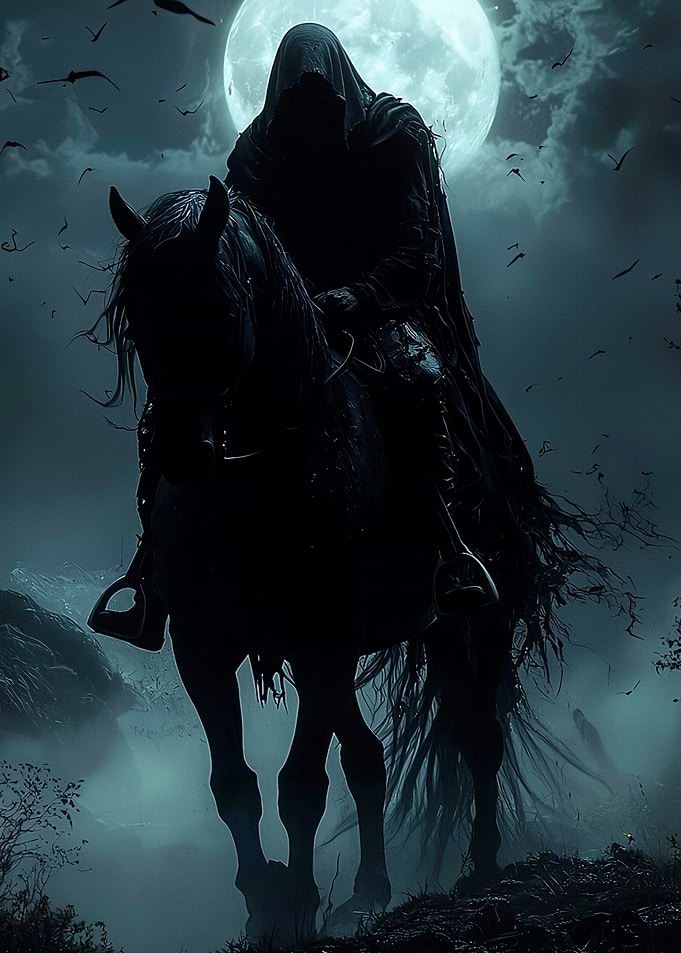 Dark Rider Under Moon
