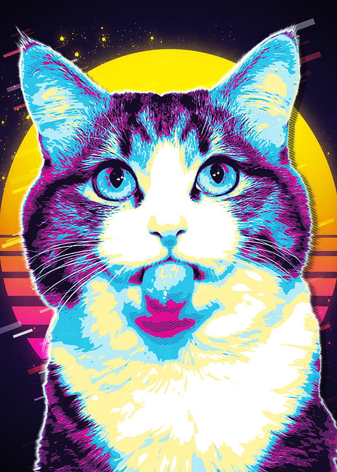 Retro Cat Art