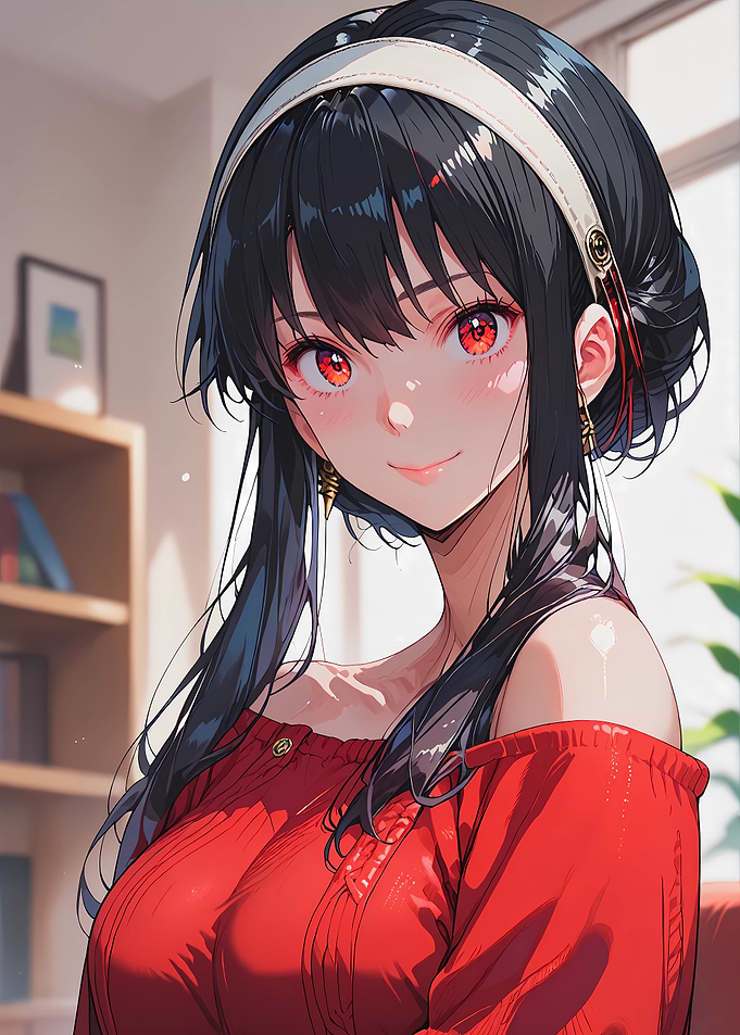 Anime Girl with Red Eyes