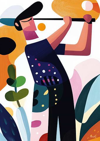 Elegant Swing: Artistic Golf Illustration