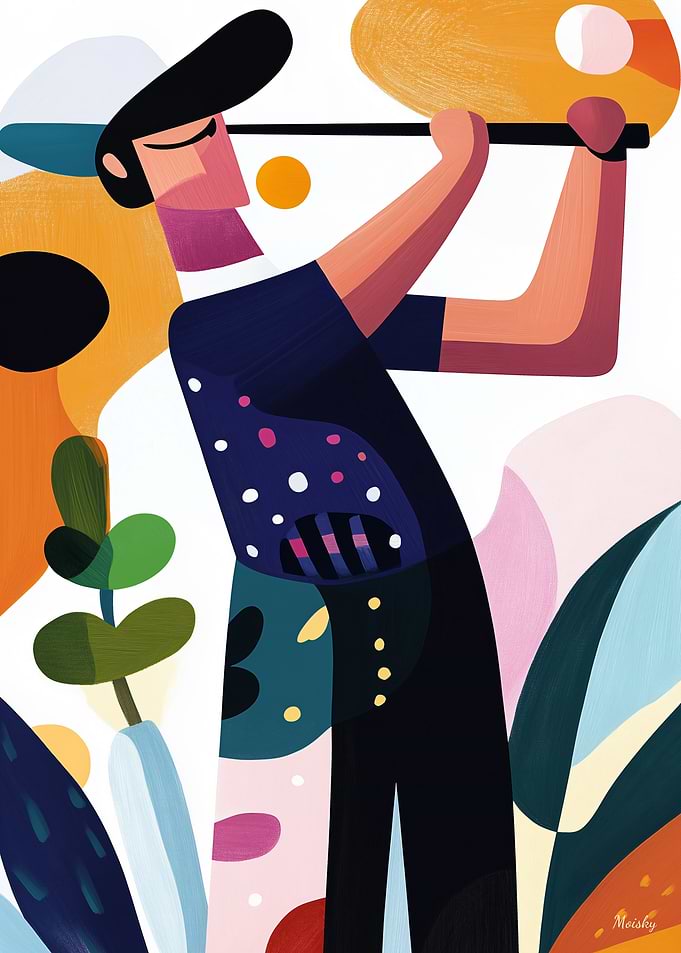 Elegant Swing: Artistic Golf Illustration