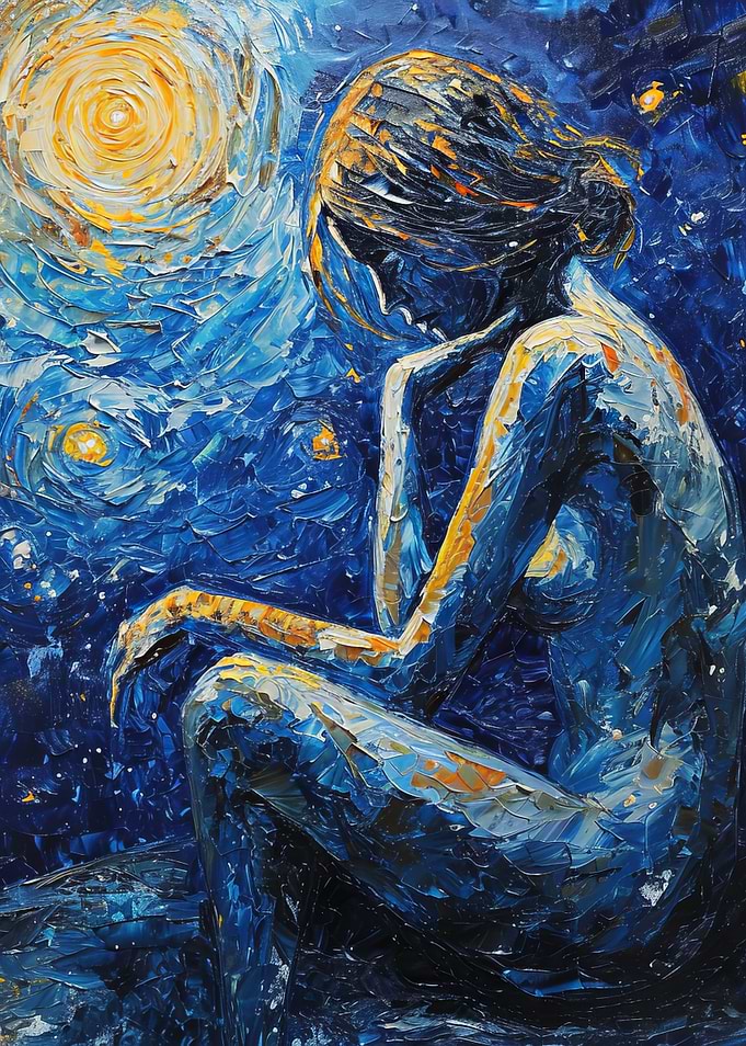 Woman Under Starry Sky