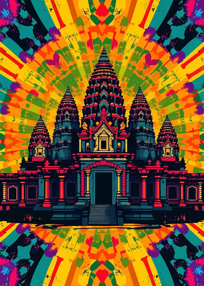 Angkor Wat Psychedelic Art