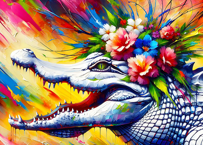 Acrylic Majestic Blossoming Alligator
