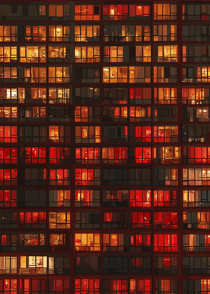 Highrise City Lights at Night