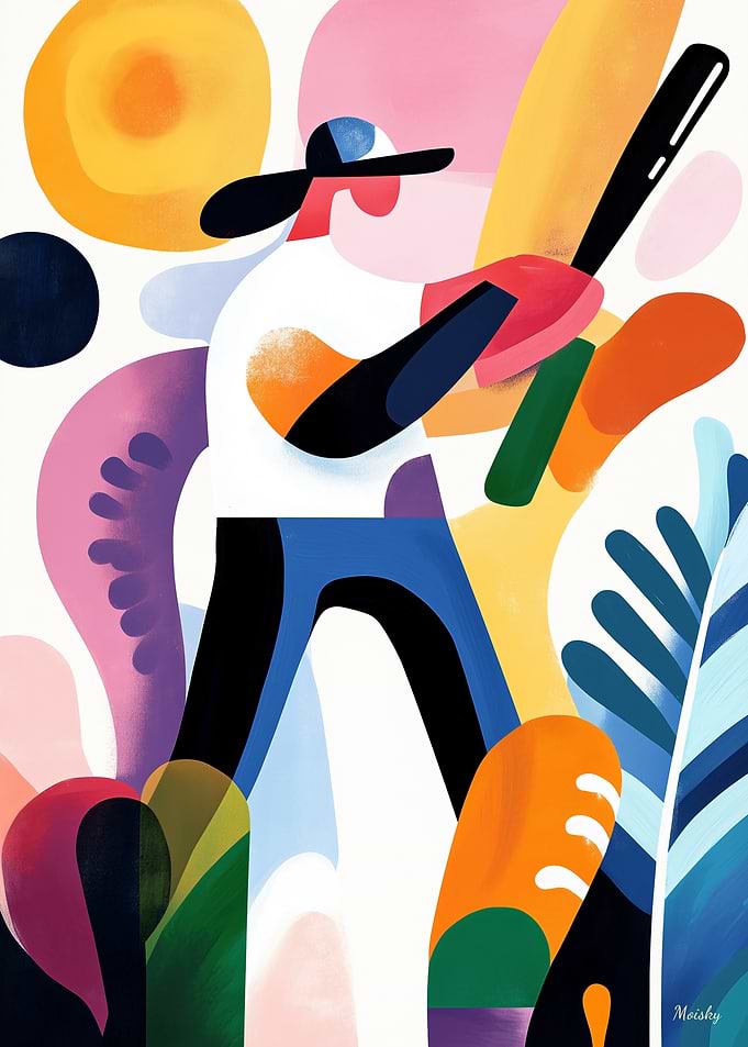 Home Run Swing: Artistic Baseball Illustration