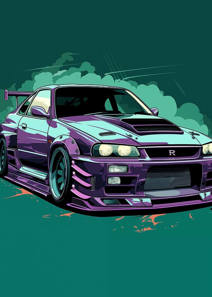 Purple Nissan Skyline R32