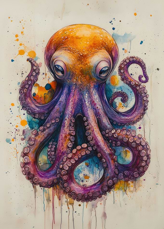 Watercolor Octopus Art