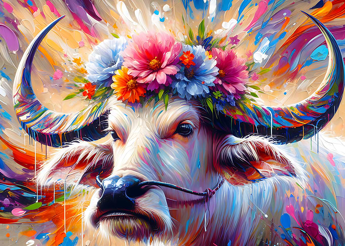Acrylic Majestic Blossoming Buffalo