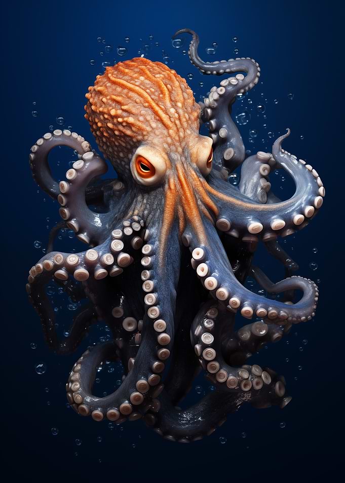 Octopus with Blue Background