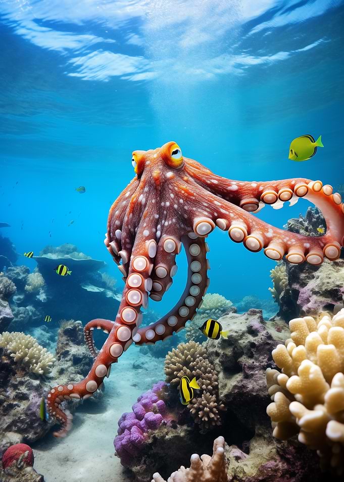 Octopus in Coral Reef
