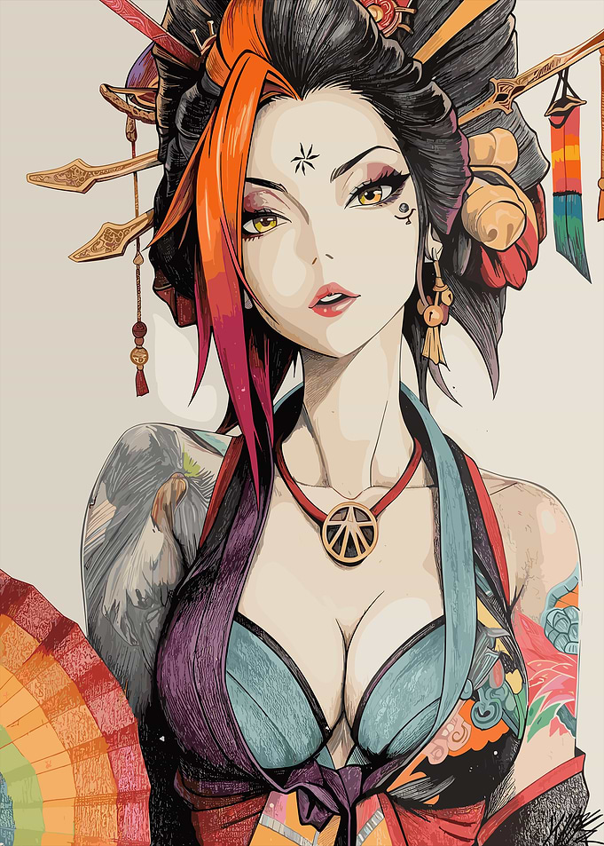 Geisha with Peace Symbol
