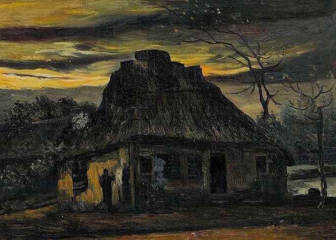 Thatched Cottage at Dusk
