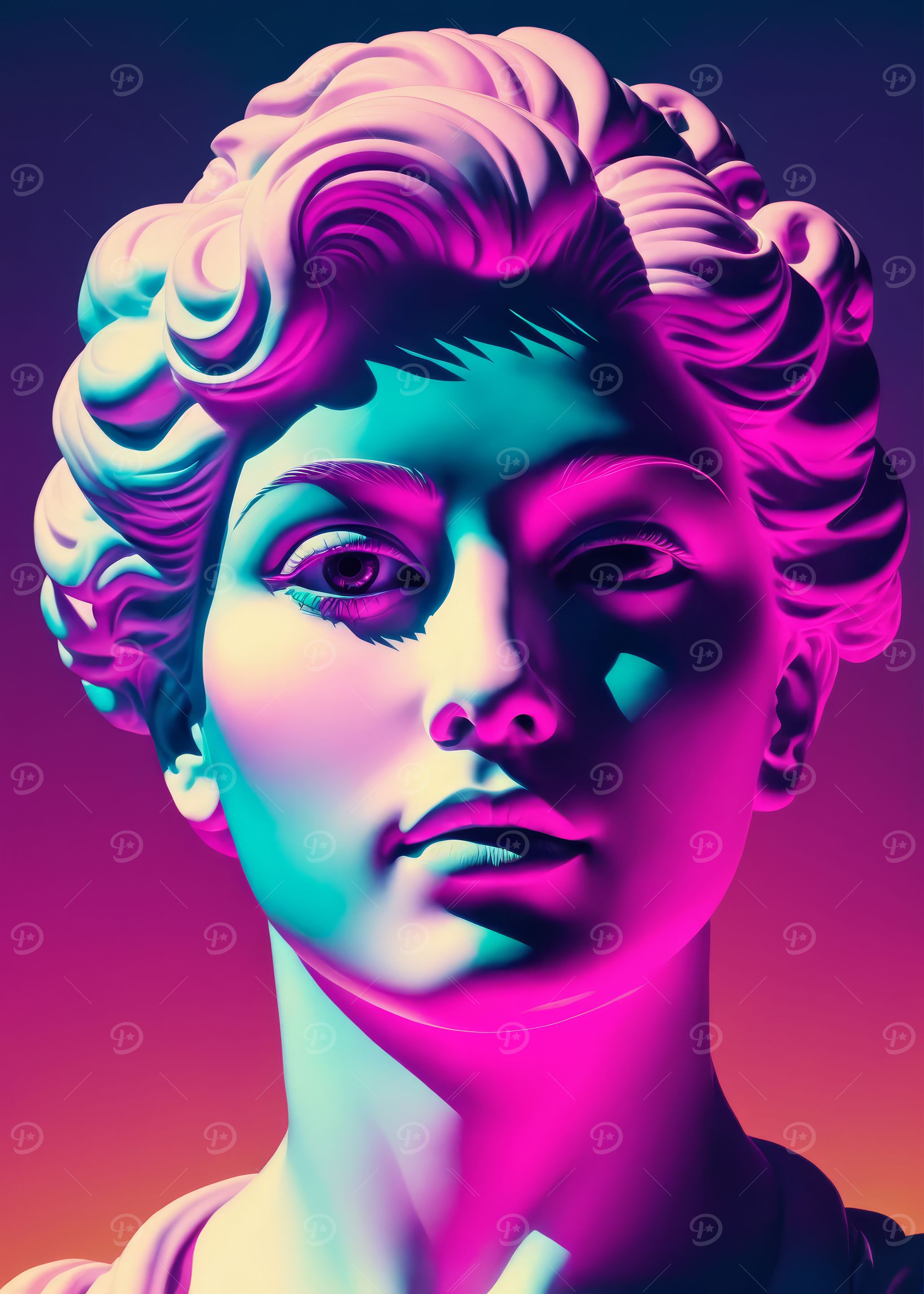 Neon Sculpture Bust