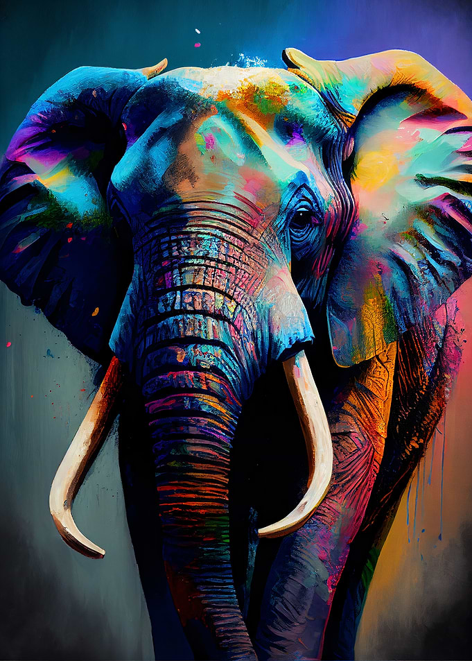 Colorful Elephant Portrait