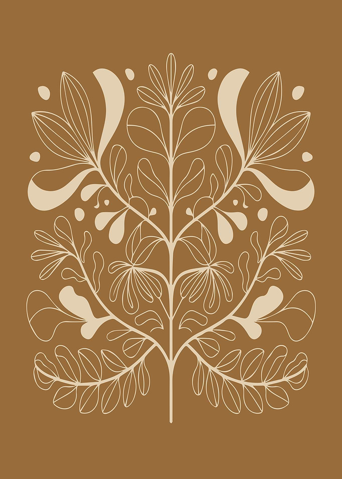 Botanical Folk Design in Warm Earth Tones