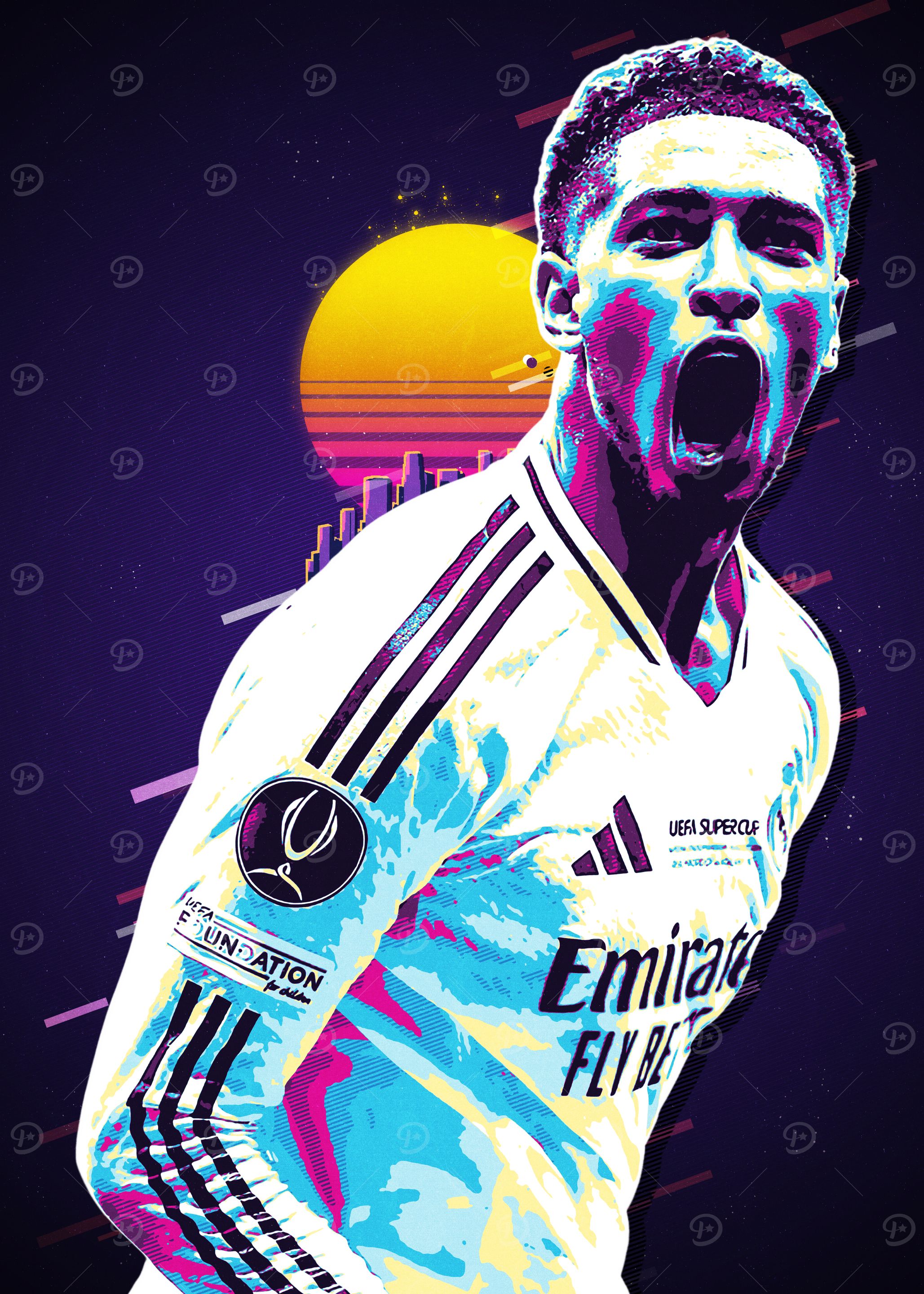 Jude Bellingham Real Madrid in Retro Style