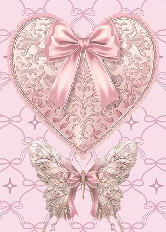 Coquette Pink Heart & Butterfly