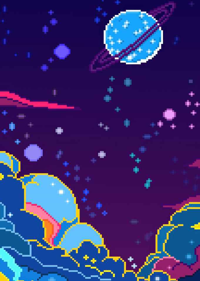 Pixelated Space Scene