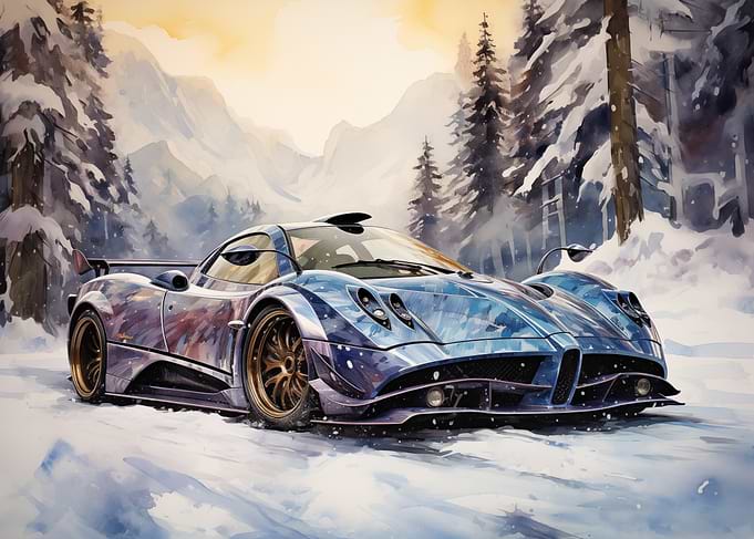 Pagani supercar Winter art