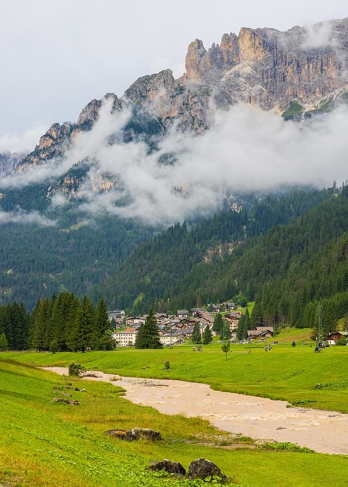 A view of Val di Fassa in a cloudy day - Italy