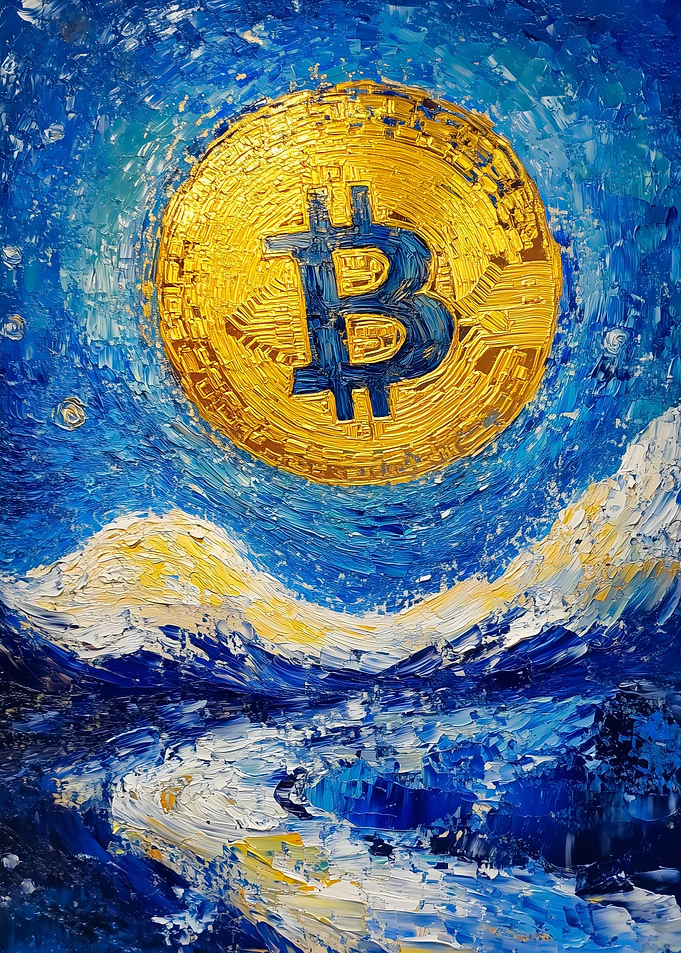 Bitcoin Starry Night Painting