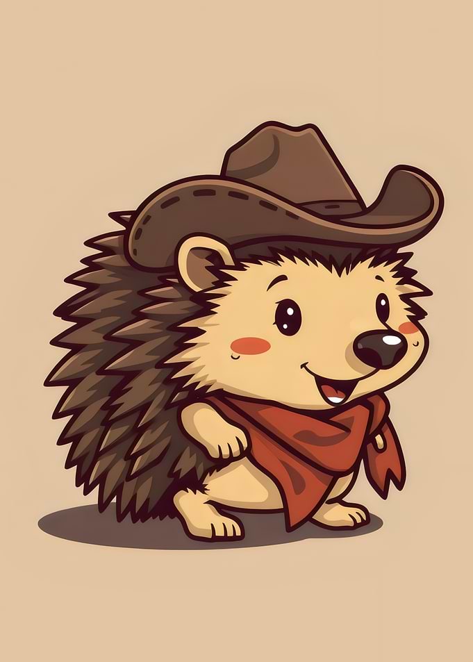 Cowboy Hedgehog Illustration