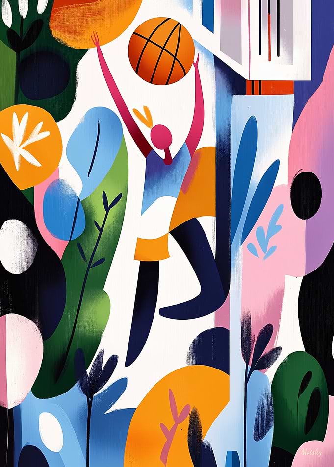 Slam Dunk Symphony: Artistic Basketball Illustration