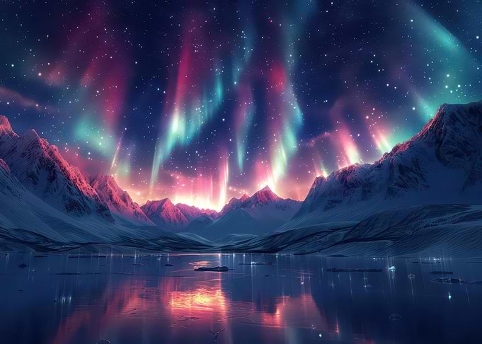 Aurora Borealis Mountain Northern Lights